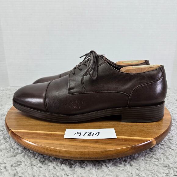 Cole Haan Henry Grand Os Blucher Cap Toe Brown Daily Oxford Dress Shoes Mens 9 M - Picture 1 of 13